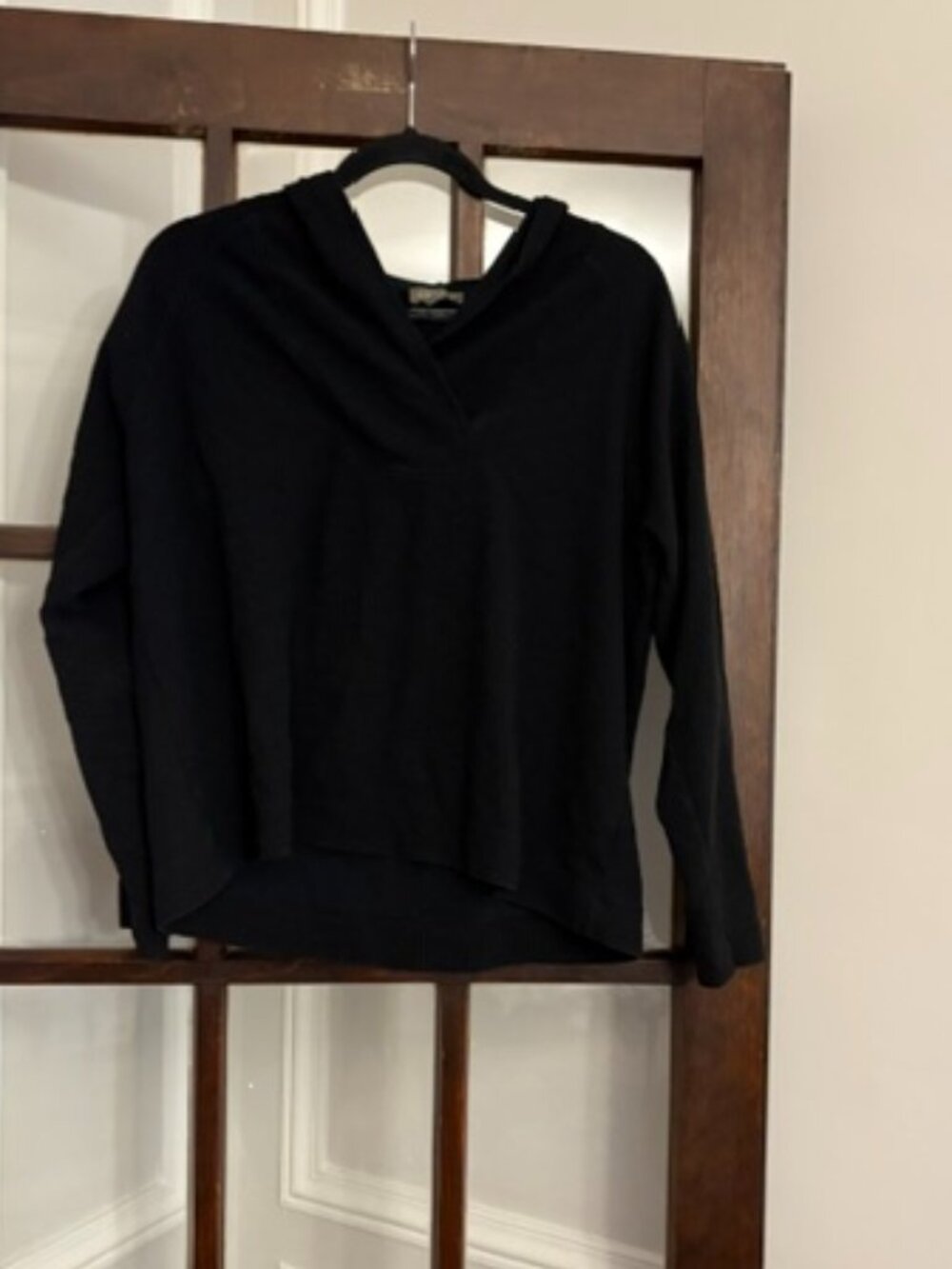 Lilla P Black Waffle Knit Hoodie, Size Large